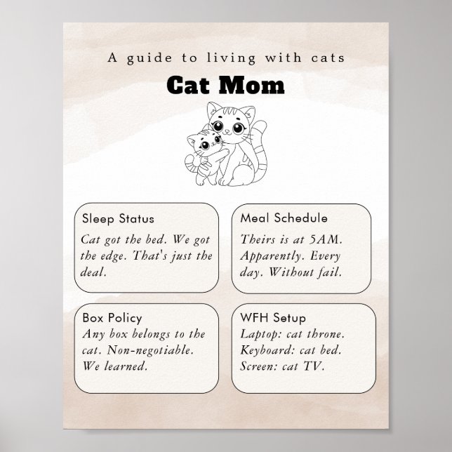 Boho Neutral	Funny Wall Art Poster | cat mom (Front)