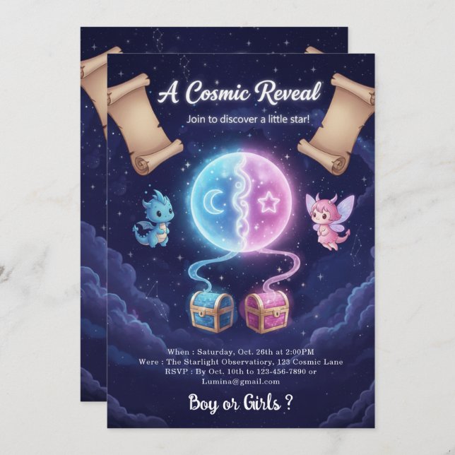 Boho Neutral Gender Reveal Invitation (Front/Back)