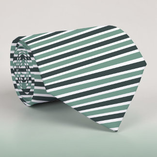 Boho Neutral Greens Coloured Stripes Necktie