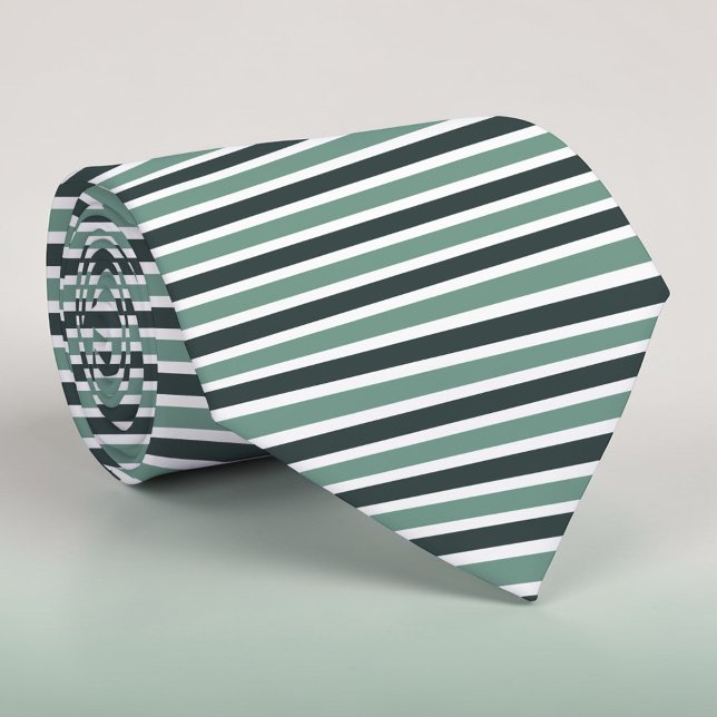 Boho Neutral Greens Coloured Stripes Necktie (Creator Uploaded)