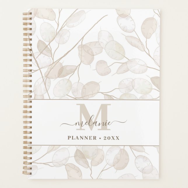 Boho Neutral Lunaria Nom personnalisé Initial (Devant)
