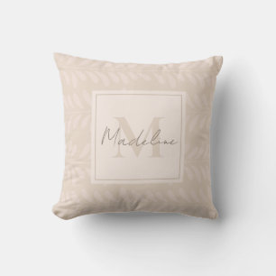 Boho Neutral Monogram Name Throw Pillow
