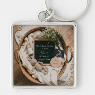 Boho Neutral Pregnancy announcement keepsake  Keychain
