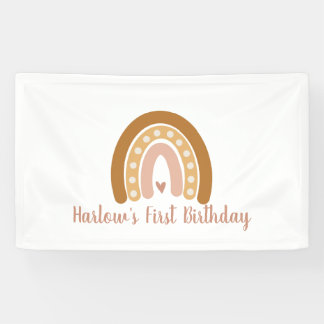 Boho Neutral Rainbow Personalized Banner
