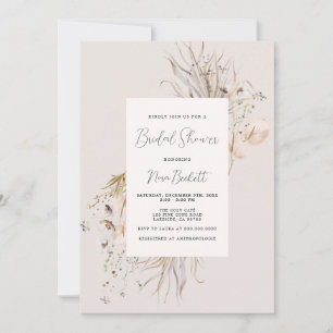 Boho Neutral Shades Botanical Frame Bridal Shower Invitation