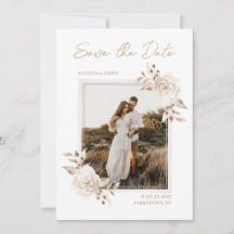 Boho Neutral Watercolor Floral Save the Date