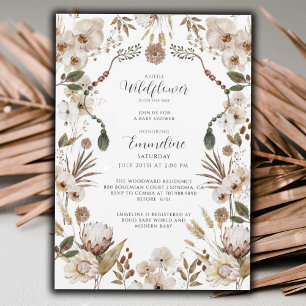 Boho Neutral Wildflower Baby Shower Invitation