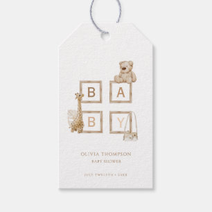 Boho Neutral Wood Block Letters Gift Tags