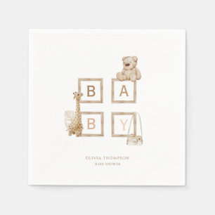 Boho Neutral Wood Block Letters Napkin