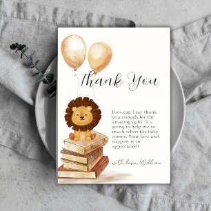 Boho New Chapter Wild Lion Balloon Baby Shower Thank You Card