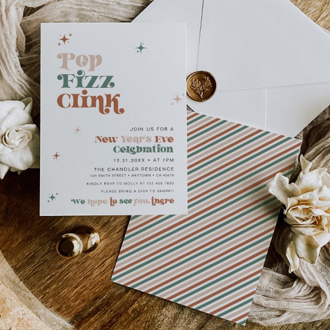 Boho New Year's Eve Party Invitation Retro Fun (Créateur téléchargé)