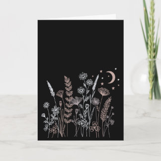 Boho Night Sky Floral Illustration – Moon, Stars & Card