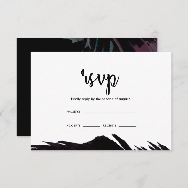 Boho Nights Noir avec Mariage en plume RSVP (Devant / Derrière)