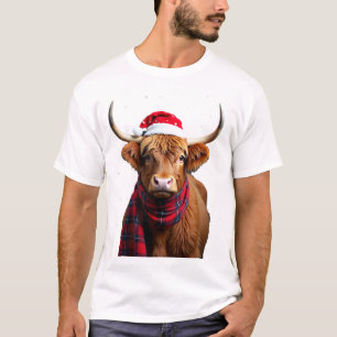 Boho Noël T-Shirt Vache des Highlands de Noël (1)