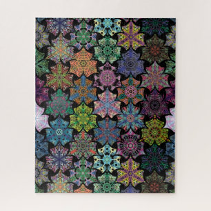 Boho noir coloré Mandala Motif Jigsaw Puzzle