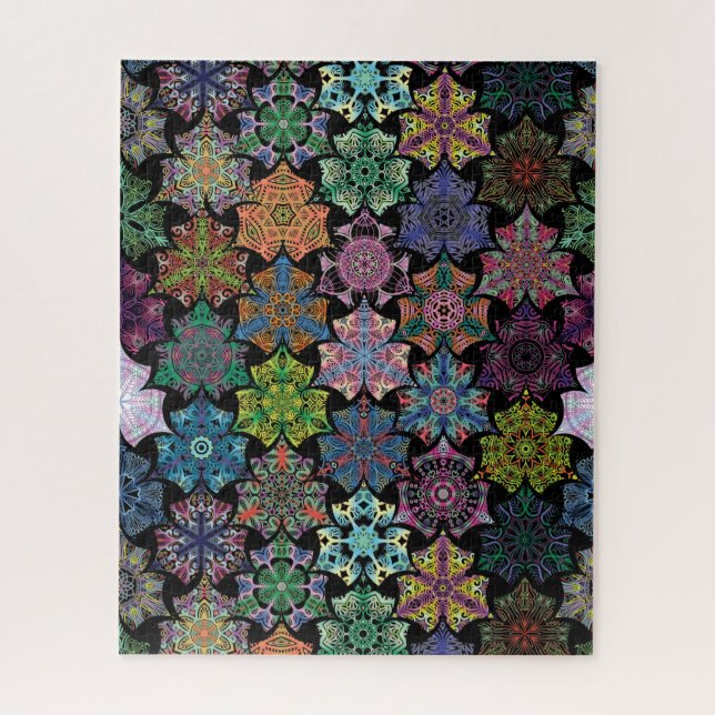 Boho noir coloré Mandala Motif Jigsaw Puzzle (Vertical)