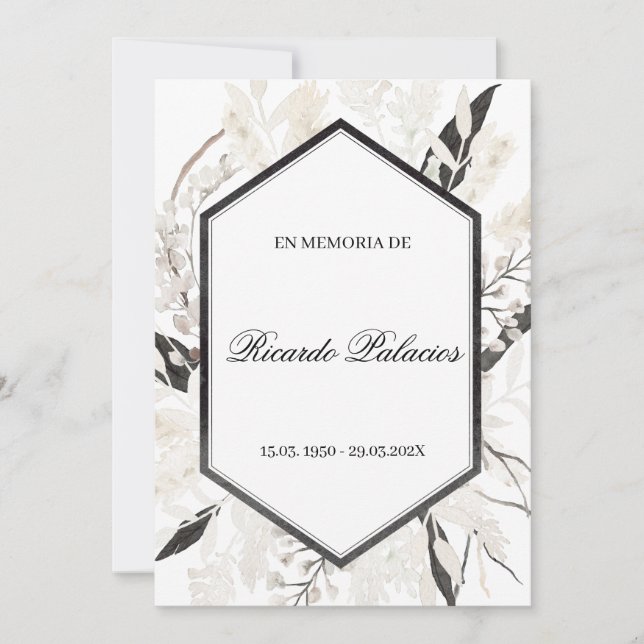 boho noir obitologie espagnol invitation (Devant)