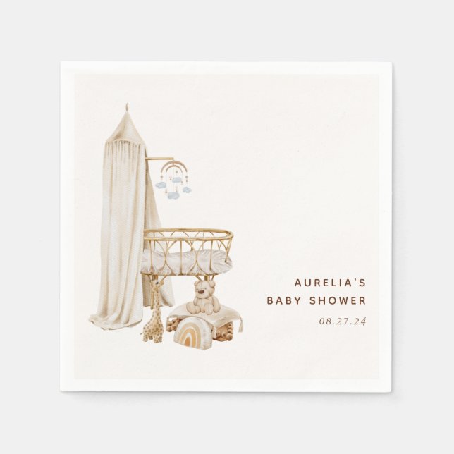 Boho Nursery Baby Shower Napkin (Front)