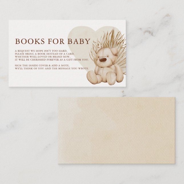 Boho Nursery Chic Baby Shower Books for Baby Enclosure Card (Front/Back)