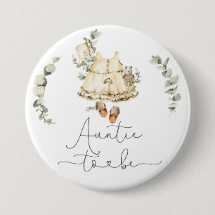 Boho nursery eucalyptus girl shower Auntie to be 3 Inch Round Button