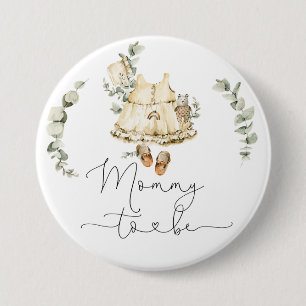 Boho nursery eucalyptus Mommy to be 3 Inch Round Button