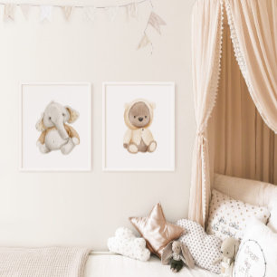 Boho nursery mignon animaux d'aquarelle