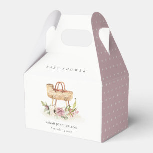 Boho Nursery Pink Floral Bassinet Baby Shower Favor Box