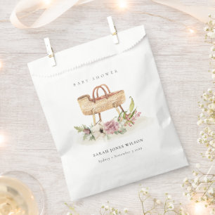 Boho Nursery Pink Floral Bassinet Baby Shower Favour Bag
