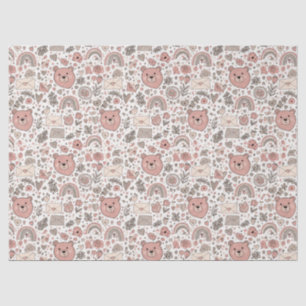 Boho Nursery Teddy Bears with Rainbows -Earthy (4) Tissue Paper