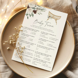 Boho nursery winter calligraphy baby trivia game