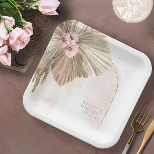 Boho Oasis Floral Arch Wedding ID959 Paper Plate