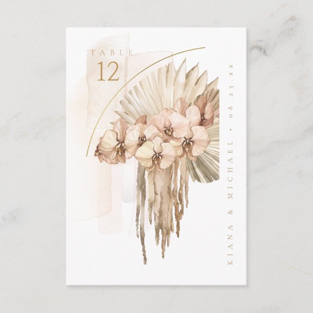 Boho Oasis Mariage Bouquet Numéro de table ID959 (Devant)