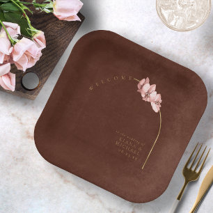 Boho Oasis Orchid Arch Wedding Welcome ID959 Paper Plate