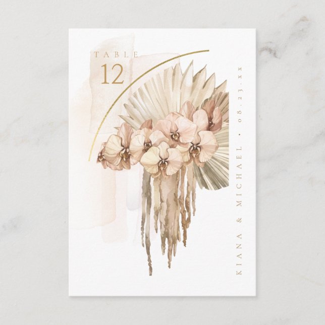 Boho Oasis Wedding Bouquet Table Number ID959 (Front)