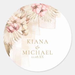 Boho Oasis Wedding Floral ID959 Classic Round Sticker