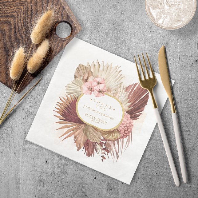 Boho Oasis Wedding Floral Thank You V2 ID959 Napkin (Creator Uploaded)