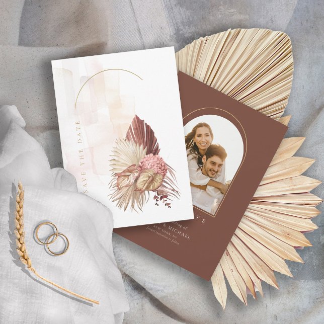 Boho Oasis Wedding Photo Burnt Umber ID959 Save The Date (Creator Uploaded)