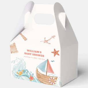 Boho Ocean Boy Adventure Sailboat Baby Shower  Favor Box