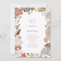 Boho Ocean Seashells Coral Beach Couples Shower