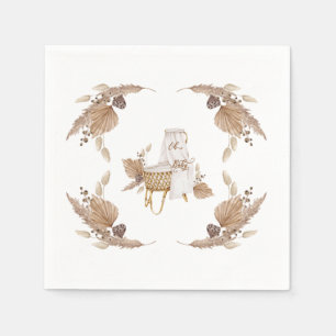 Boho Oh Baby Bassinet White Baby Shower Napkins