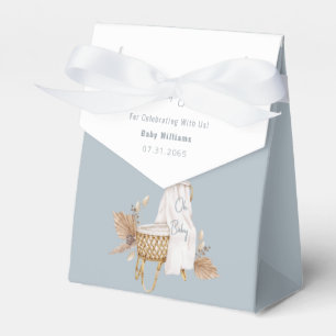 Boho Oh Baby Dusty Blue Bassinet Baby Shower Favor Box