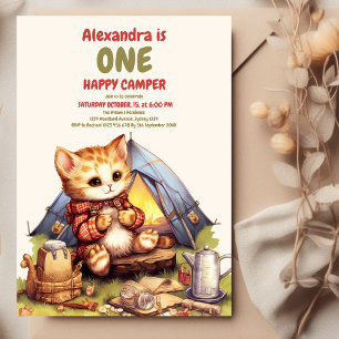 Boho One Happy Camper 1st Birthday Party  Invitation