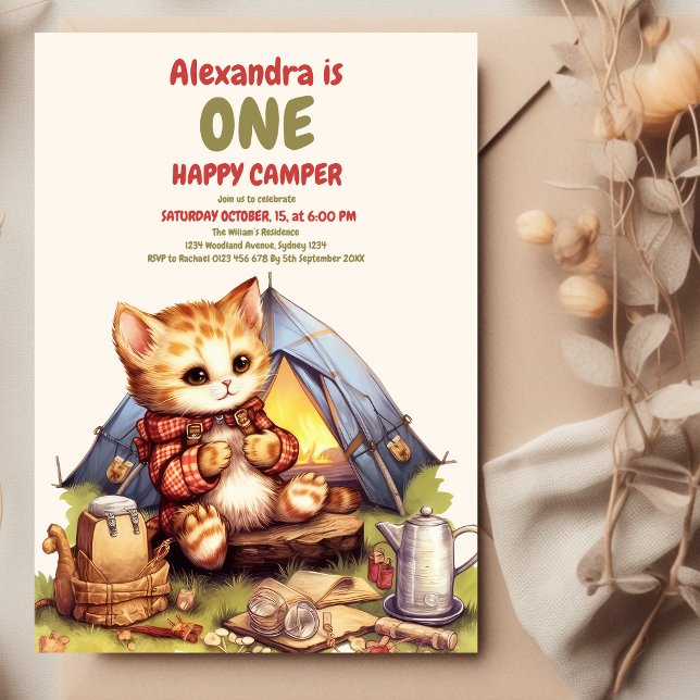 Boho One Happy Camper 1st Birthday Party  Invitation (Creator Uploaded)