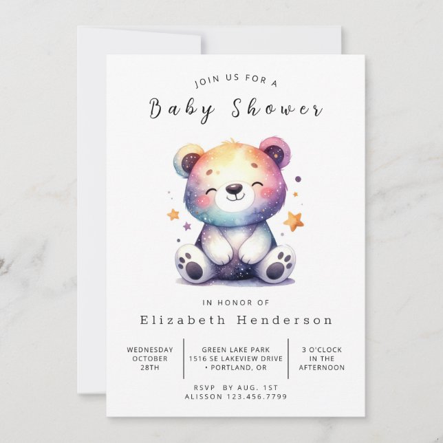 Boho Online Bear Baby Shower Invitation (Front)