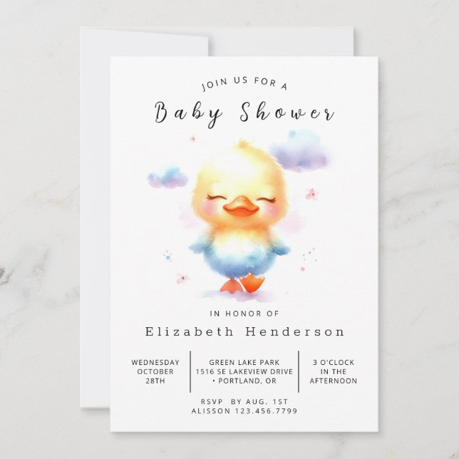 Boho Online Duck Baby Shower  Invitation (Front)