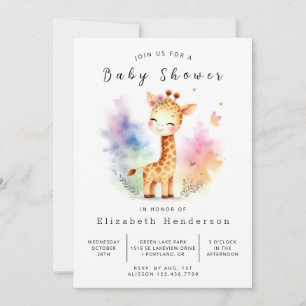 Boho Online Giraffe Baby Shower Invitation