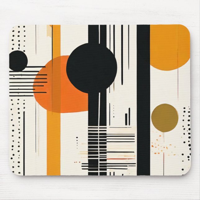 boho orange abstract circles mouse pad (Front)