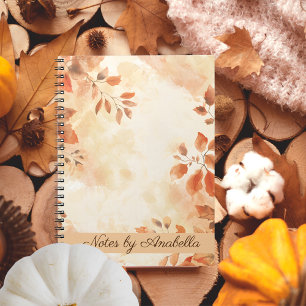 Boho orange Autumn leaves custom Notebook