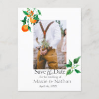 Boho Orange Blossom Save the Date Photo QR Code
