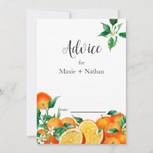 Boho Orange Blossom Wedding Advice Card